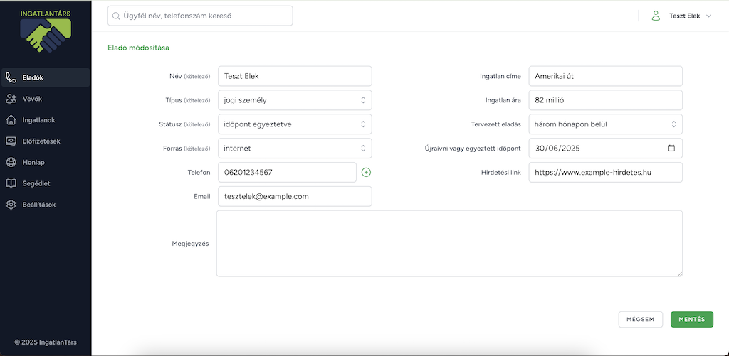 Dashboard screenshot